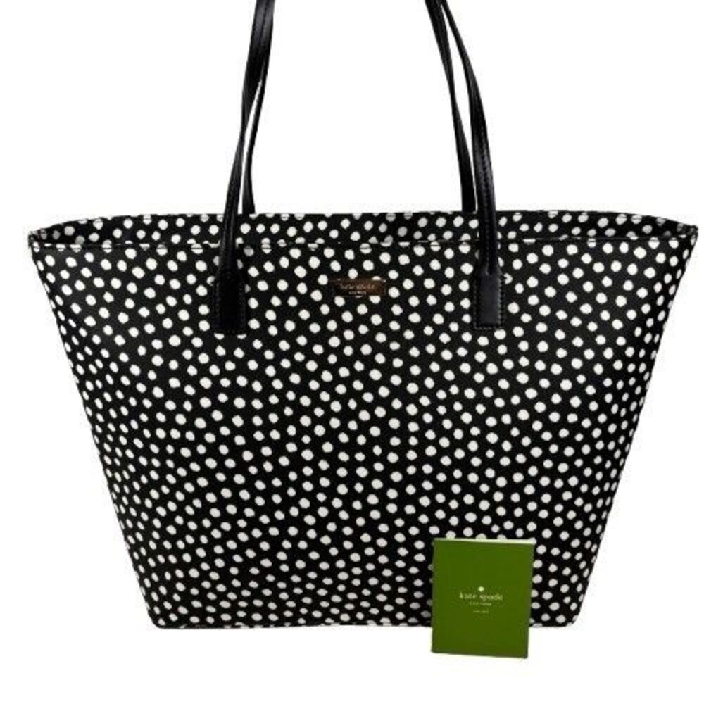 New Kate Spade Margareta Shore Street Lg Tote Musical Dot Black & White Shopper